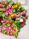 Spring Birdhouse Wreath, Birdhouse Wreath, Flower and Bird Wreath, Creative Designs by JL