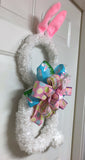 Pink Easter Rabbit Wreath, Jelly Bean Bunny Wreath, Bunny Wreath, Easter Wreath, Fluffy Bunny.