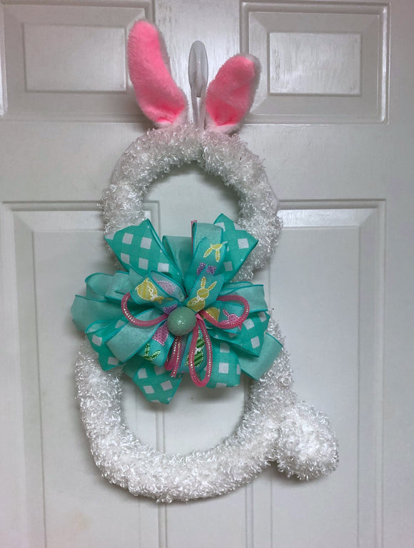 Easter Bunny Turquoise Wreath, Bunny Wreath, Easter Wreath, Easter Door Hanger, Bunny Door Hanger