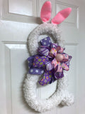 Purple Bunny Wreath, Easter Bunny Wreath, Bunny Door Hanger, Bunny Decor, Spring Bunny