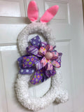 Purple Bunny Wreath, Easter Bunny Wreath, Bunny Door Hanger, Bunny Decor, Spring Bunny