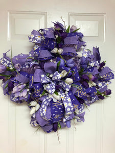 Easter Lavender Door Hanger Cross