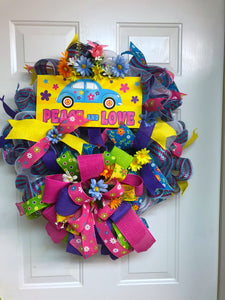 70’s VW Beetle Nostalgic Wreath, Peace and Love Wreath, 70s Wreath, Creative Designs by JL