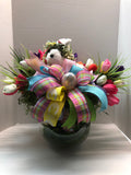 Easter Bunny Tulip Arrangement, Easter Table Arrangement, Creative Designs by JL.