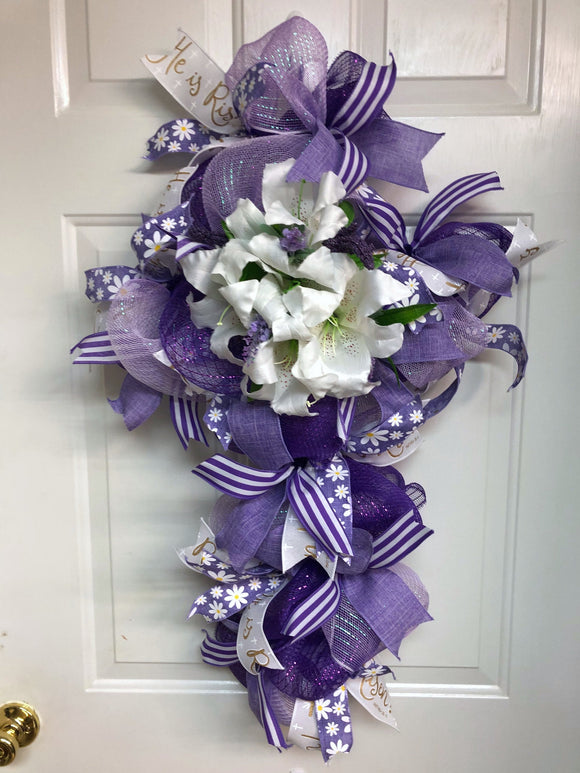 Purple And Lavender Cross Wreath