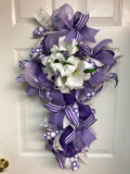 Easter Cross Lavender and White Wreath, Cross Wreath, Wreath Cross, Purple Wreath Cross, Church Wreath Decor