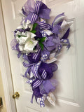 Easter Cross Lavender and White Wreath, Cross Wreath, Wreath Cross, Purple Wreath Cross, Church Wreath Decor