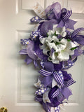 Easter Cross Lavender and White Wreath, Cross Wreath, Wreath Cross, Purple Wreath Cross, Church Wreath Decor