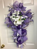 Easter Cross Lavender and White Wreath, Cross Wreath, Wreath Cross, Purple Wreath Cross, Church Wreath Decor