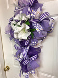 Easter Cross Lavender and White Wreath, Cross Wreath, Wreath Cross, Purple Wreath Cross, Church Wreath Decor