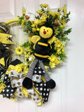 Yellow Bumble Bee Bicycle Wheel Wreath