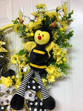 Yellow Bumble Bee Bicycle Wheel Wreath