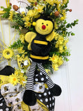 Yellow Bumble Bee Bicycle Wheel Wreath