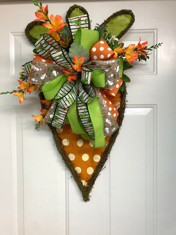 Spring Carrot Door Hanger with XL Bow