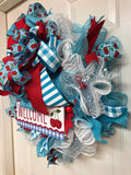 Summer Red and Turquoise Cherry Wreath, Welcome Cherry Theme Wreath