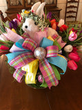 Easter Bunny Tulip Arrangement, Easter Table Arrangement, Creative Designs by JL.