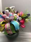 Easter Bunny Tulip Arrangement, Easter Table Arrangement, Creative Designs by JL.