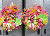 Spring Rain Shower Umbrella Wreath, Pink Umbrella Wreath