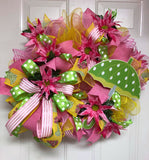 Spring Rain Shower Umbrella Wreath, Pink Umbrella Wreath