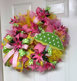 Spring Rain Shower Umbrella Wreath, Pink Umbrella Wreath