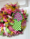 Rain Boot Wreath, Summer Floral Wreath, Spring Rain Wreath, Rain Boot Wreath