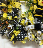 Yellow Bumble Bee Bicycle Wheel Wreath