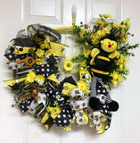 Yellow Bumble Bee Bicycle Wheel Wreath