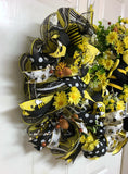 Yellow Bumble Bee Bicycle Wheel Wreath