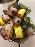 Wreath Bow, Patriotic, Memorial Day Army, Yellow Ribbon, Military