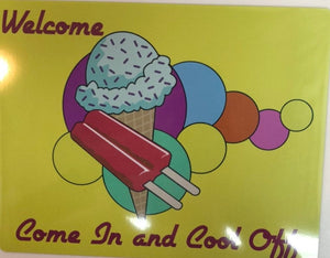 Welcome Yellow Ice Cream/Popsicle Sign