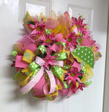 Spring Rain Shower Umbrella Wreath, Pink Umbrella Wreath