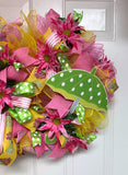 Spring Rain Shower Umbrella Wreath, Pink Umbrella Wreath