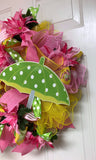 Spring Rain Shower Umbrella Wreath, Pink Umbrella Wreath