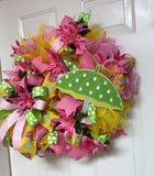 Spring Rain Shower Umbrella Wreath, Pink Umbrella Wreath