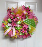 Spring Rain Shower Umbrella Wreath, Pink Umbrella Wreath