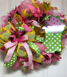 Rain Boot Wreath, Summer Floral Wreath, Spring Rain Wreath, Rain Boot Wreath