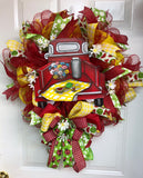 Old Red Truck Summer/Autumn Wreath, Old Truck Wreath