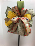 Wreath Bow, Patriotic, Memorial Day Army, Yellow Ribbon, Military