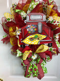 Old Red Truck Summer/Autumn Wreath, Old Truck Wreath