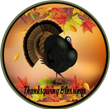 Thanksgiving Blessings Turkey Sign, Round Wreath Sign