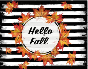 Black and White Stripe Hello Fall Sign, Hello Fall Wreath Sign