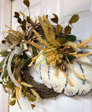 Simple White Pumpkin Fall Wreath, Fall Pumpkin Wreath