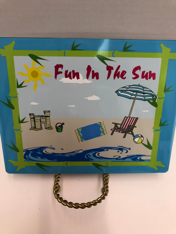 Beach Fun In The Sun Metal Wreath Sign