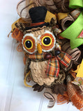 Beautiful Fall Owl Burlap Fall Wreath, Deco Mesh Owl Wreath