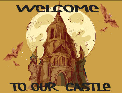 7x9 Welcome To Our Castle Sign, Spooky Halloween Sign, Halloween Wreath Sign