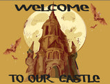 7x9 Welcome To Our Castle Sign, Spooky Halloween Sign, Halloween Wreath Sign