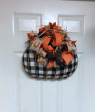 Buffalo Plaid Pumpkin Wreath