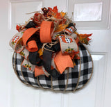 Buffalo Plaid Pumpkin Wreath