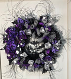 Halloween Lighted Purple/Grey Wreath