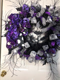 Halloween Lighted Purple/Grey Wreath